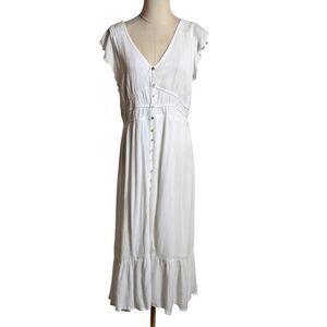 Rewind  White Button-Down Cottagecore Boho Dress Plus Size
